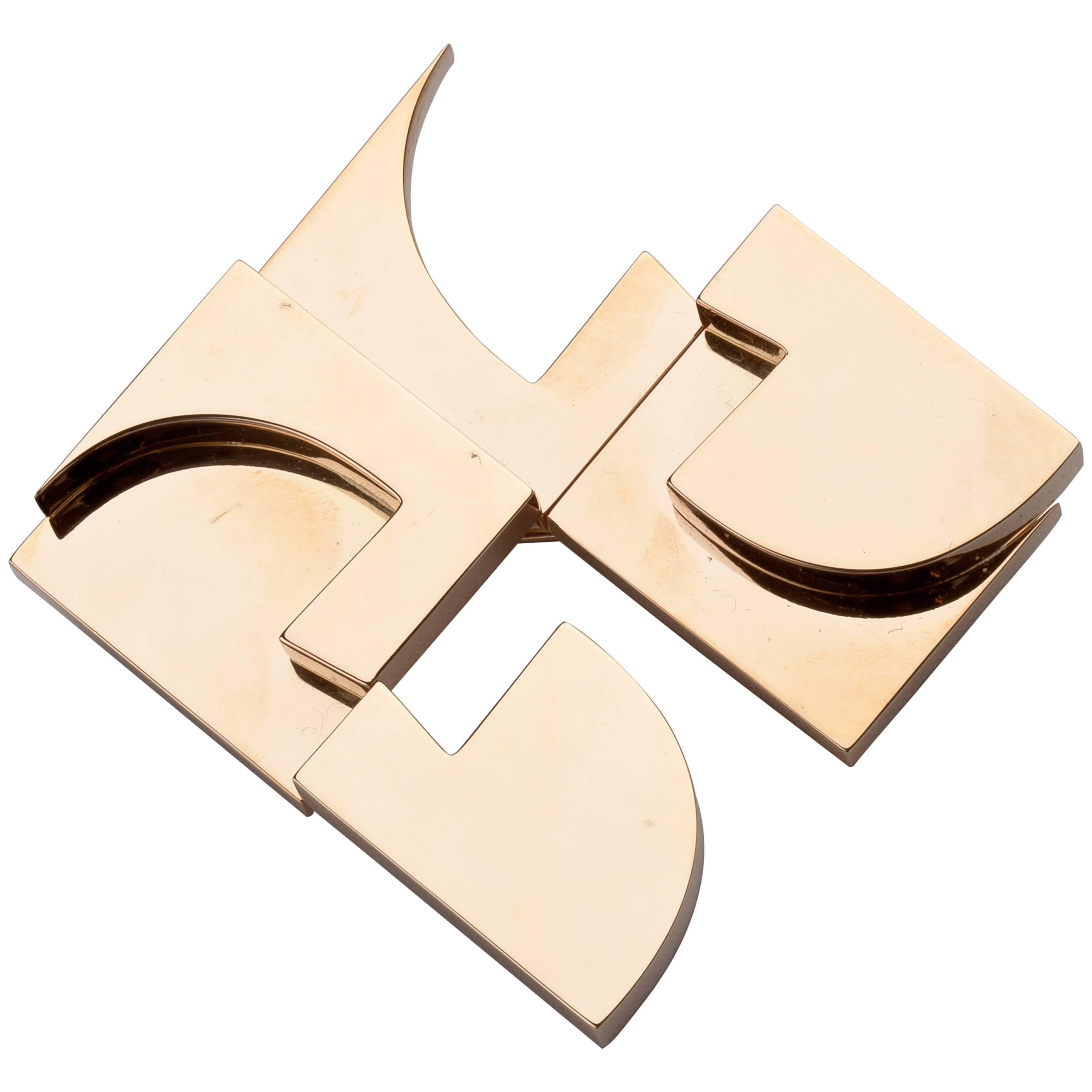 1971 Hans Richter Abstract Gold Pendant Brooch For Sale