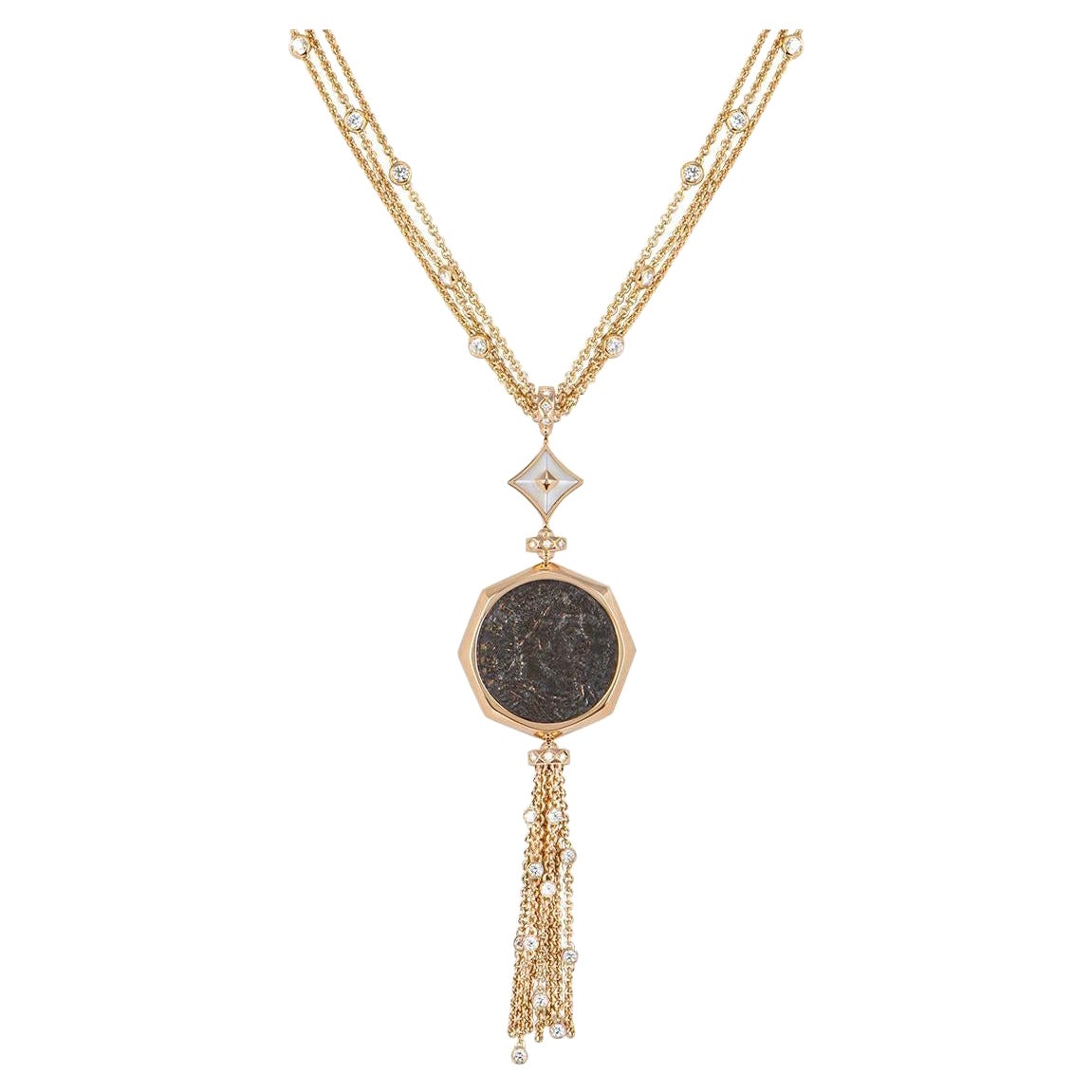 Bvlgari Rose Gold Diamond & Mother of Pearl Monete Necklace