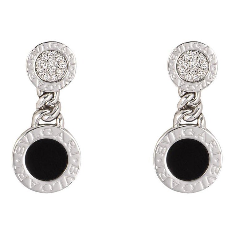 Bvlgari Bulgari White Gold Diamond Onyx Earrings