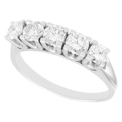 Retro 1.46 Carat Diamond and White Gold Five Stone Ring