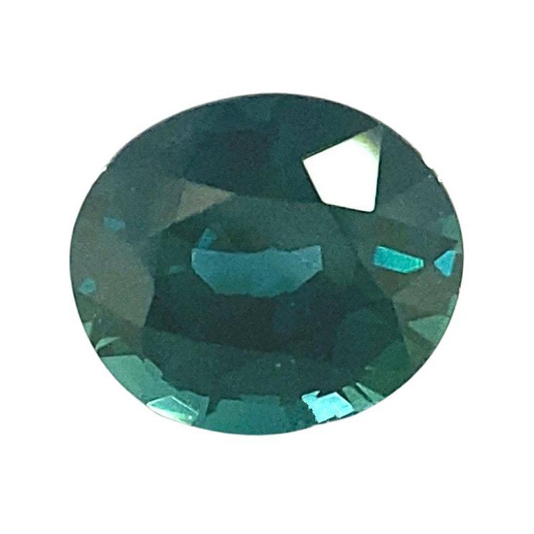 Fine taille ovale non traitée et certifiée par le GIA, saphir vert profond bleu 1,03 carat non chauffé