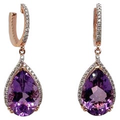 12.11ct Amethyst 14K Rose Gold Earrings