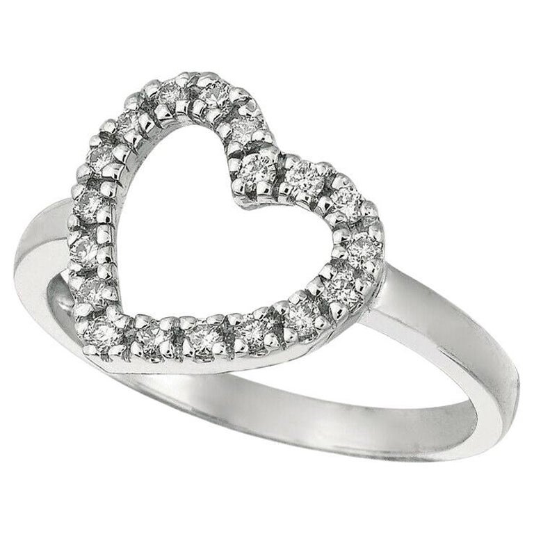 For Sale:  0.25 Carat Natural Diamond Heart Ring Band G SI 14K White Gold