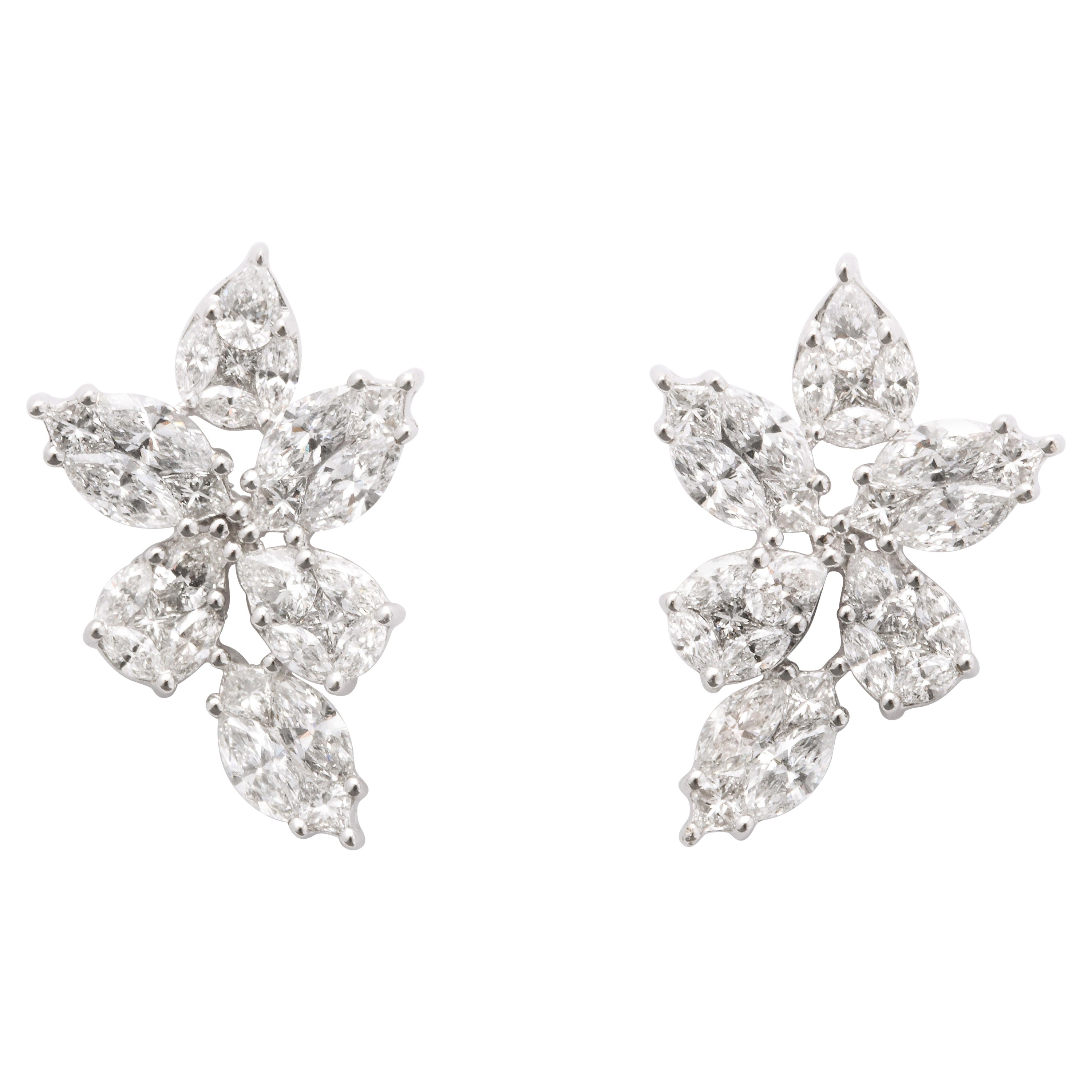 Pave Diamond Cluster Earrings For Sale at 1stDibs