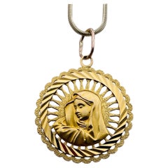 Vintage Large Madonna Gold Pendant