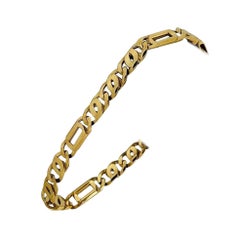 14 Karat Yellow Gold Solid Men's Figarucci Link Bracelet, Italy