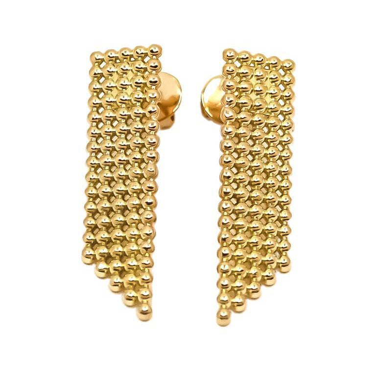 Boucles D'oreilles Pendantes Or Jaune 14 Carats - Diamants Et Pierres - 925