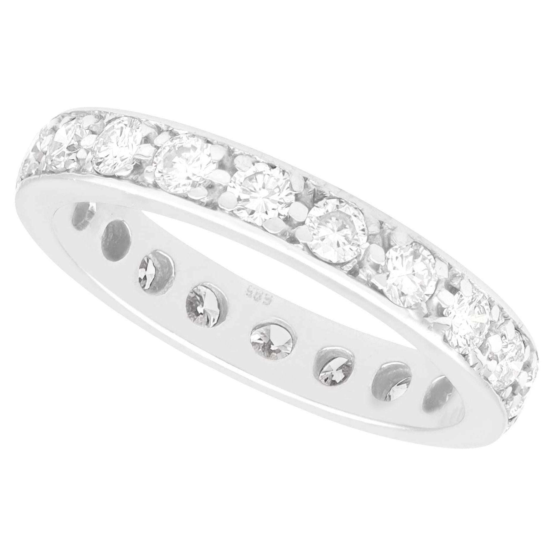 Vintage 1.60 Carat Diamond and White Gold Full Eternity Ring For Sale