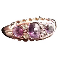 Antique Amethyst and Paste Stone Ring, 9 Karat Gold