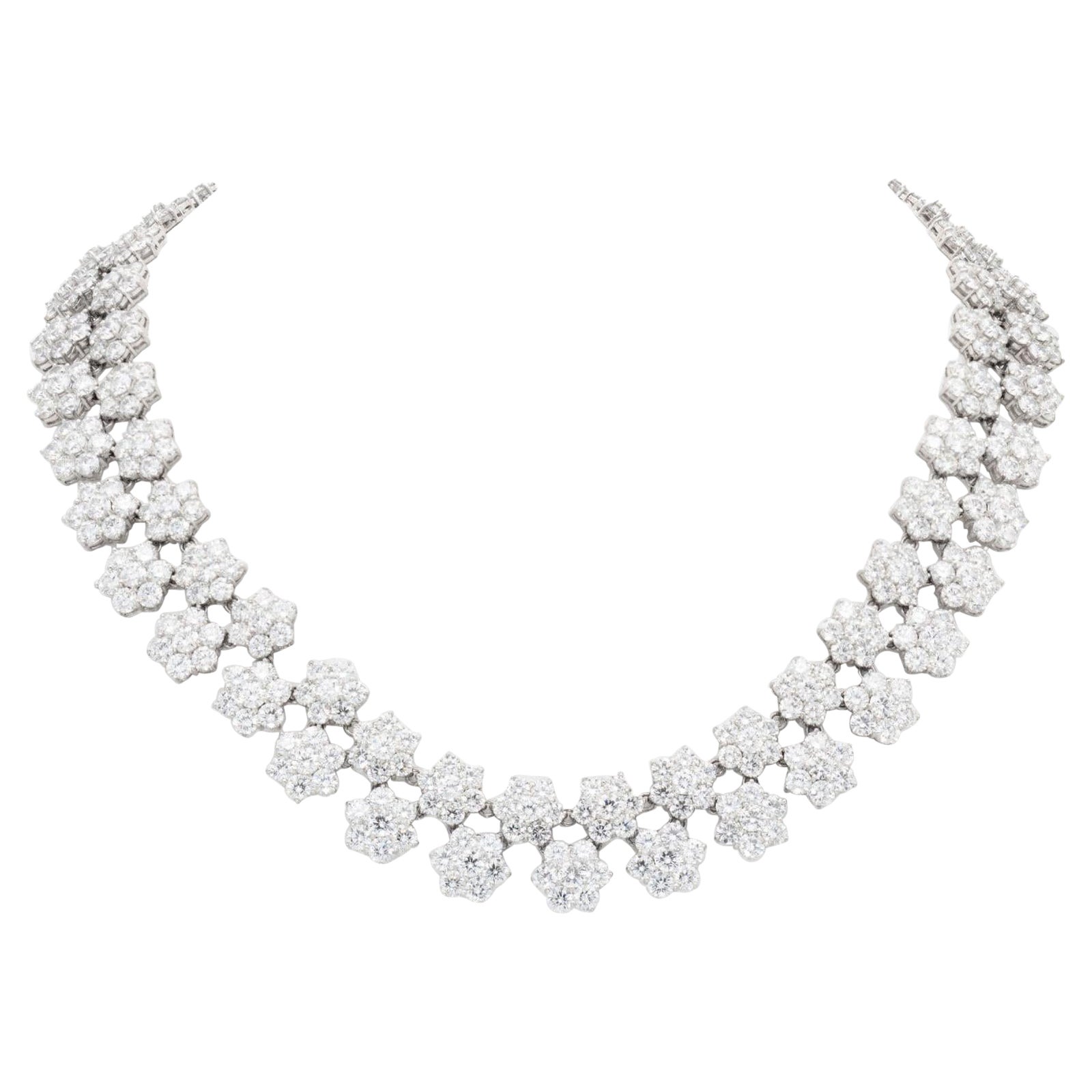 85.54 Carat Diamond Clusters Necklace For Sale