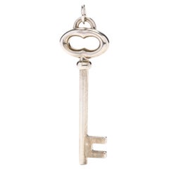 Tiffany & Co Large Key Pendant, Solid Sterling Silver, Simple Key Charm