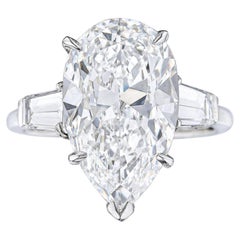 Flawless GIA Certified 3.54 Carat Pear Cut Diamond Solitaire Ring