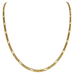 18 Karat Yellow Gold Solid UnoAErre Figaro Link Chain Necklace, Italy