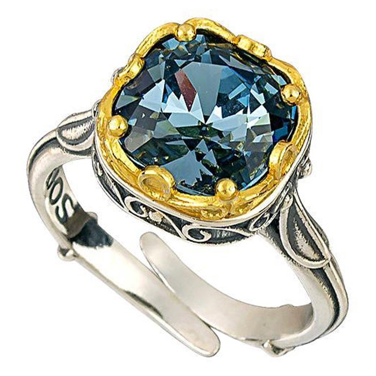 For Sale:  Two Tone Ring with Swarovski Crystal, Dimitrios Exclusive D216