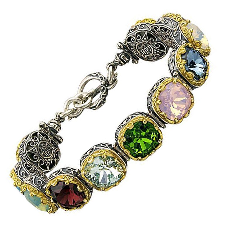 Link Bracelet with Multicolor Crystals, Dimitrios Exclusive B290 For Sale