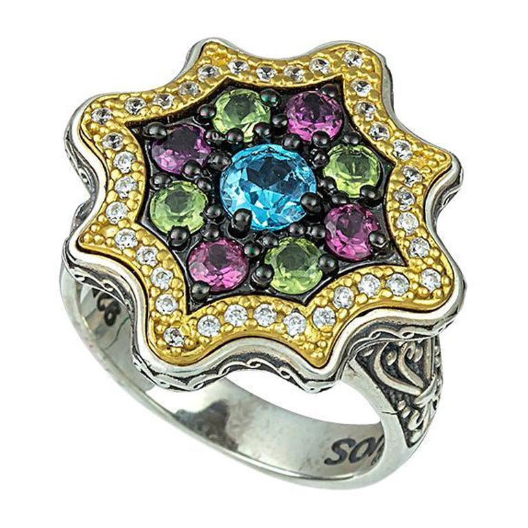Customizable Ring with Semi-Precious Gemstones and Zircon, Dimitrios  Exclusive D113 For Sale at 1stDibs