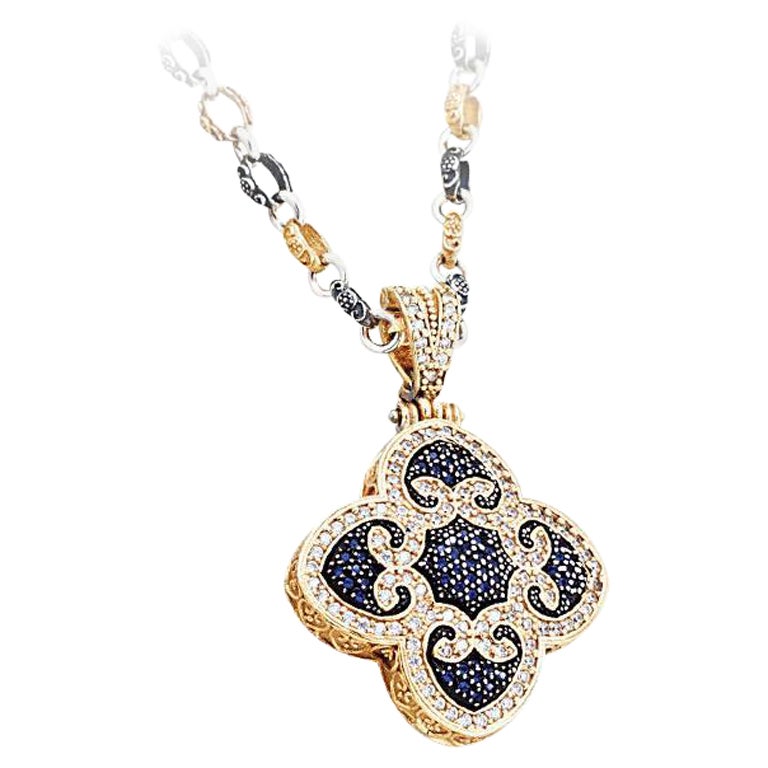 Pendant Necklace with Zircon & Tricolor Chain, Dimitrios Exclusive M281 For Sale