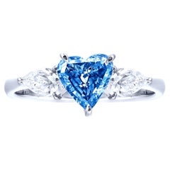 Emilio Jewelry GIA Certified 1.60 Carat Pure Vivid Blue Diamond Ring