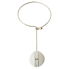 Anton Michelsen Royal Copenhagen Collier ras du cou moderne danois en porcelaine et argent