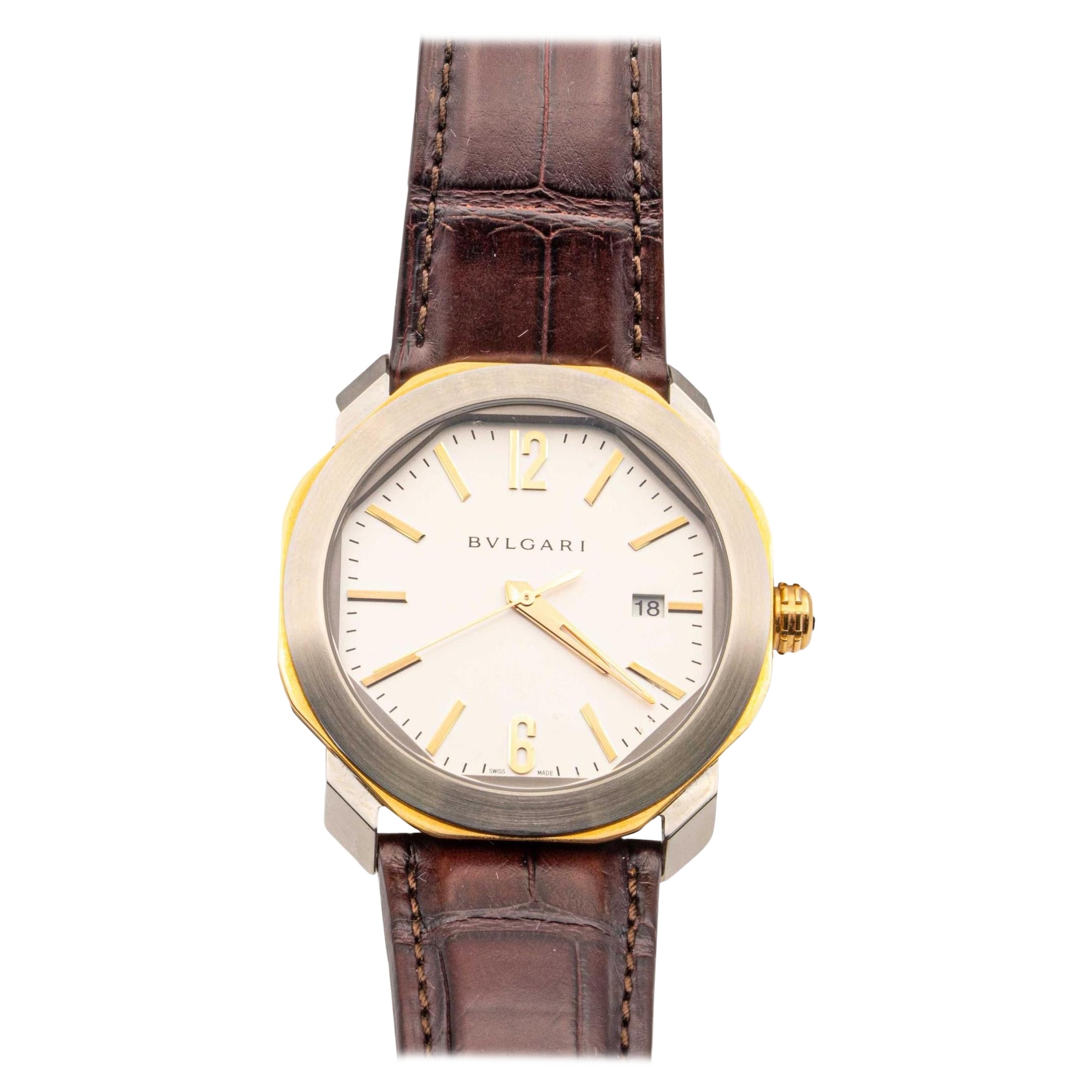 Bulgari Octo Roma 18K Rose Gold and Stainless Steel Mens Watch