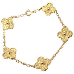 Van Cleef & Arpels Retro Alhambra Five Motif Gold Link Bracelet