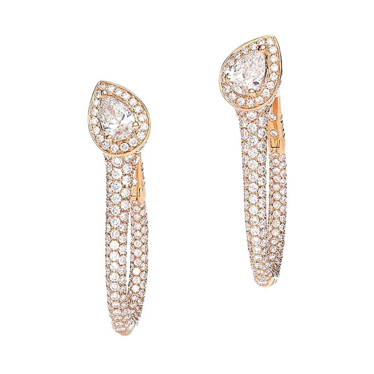 Diamond Pink Gold Cluster Drop Earrings at 1stDibs | diamond cluster ...