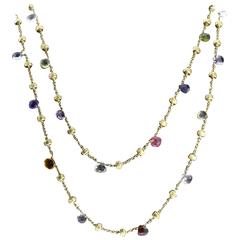 Unique Marco Bicego Mixed Gemstone Long Gold Necklace
