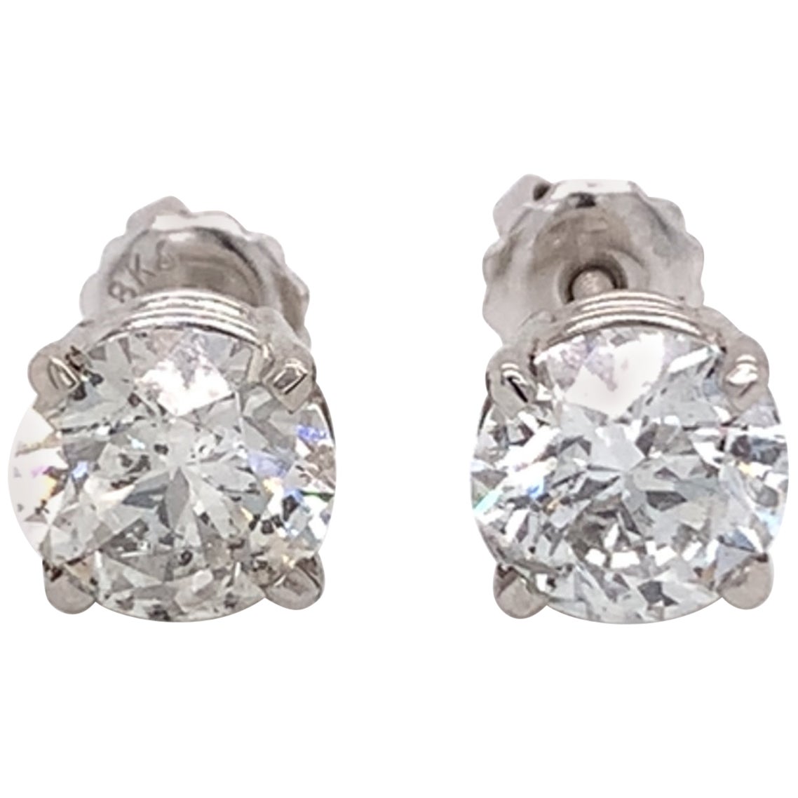 Large 3.00 Carat Diamond Stud Earrings