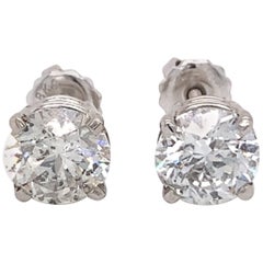 Large 3.00 Carat Diamond Stud Earrings