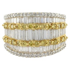 Estate Fancy Yellow and White Diamond Ring