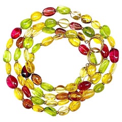 Collar de Cuentas de Oro Syna de Rubelita, Berilo Amarillo y Peridoto