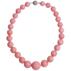 Andean Pink Opal Necklace Finished with Diamond Gold Clasp