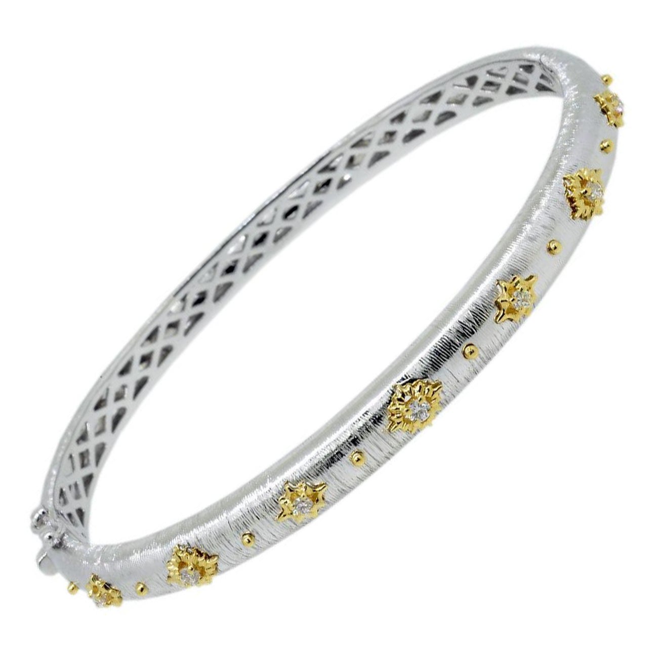 18K Yellow Gold Finish 0.15CT Beautiful Diamond Bangle Bracelet for Women 