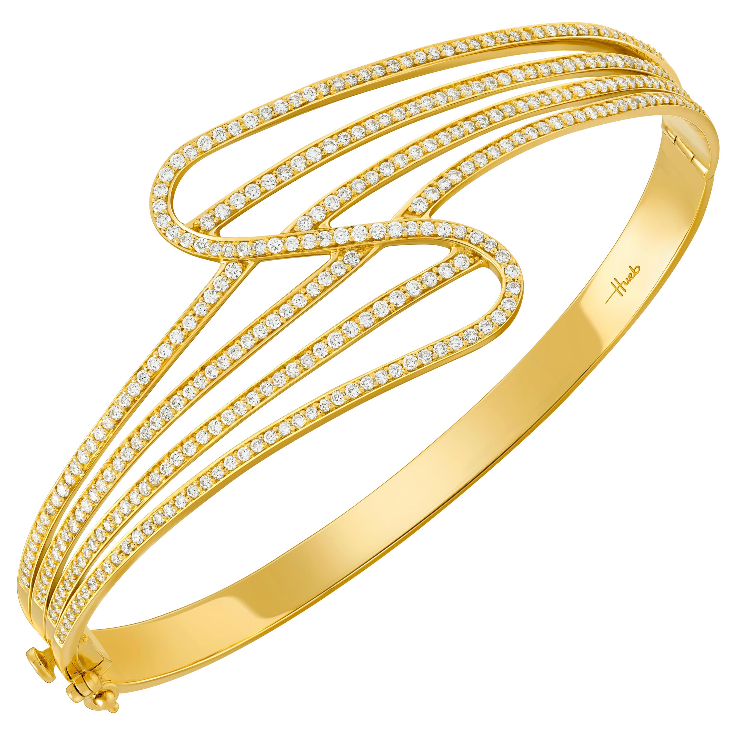 18 Karat Wave Gelbgold-Armband/Armband mit Vs Gh-Diamanten
