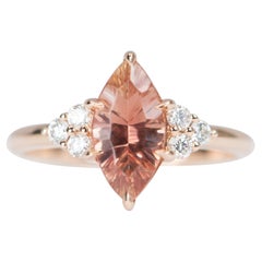 1.4ct Rot Orange Oregon Sonnenstein Diamant Trio 14K Rose Gold Verlobungsring