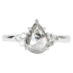 2.02 Clear Galaxy Diamond with Trio Sides 14K White Gold Engagement Ring