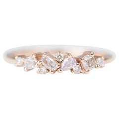 Natural Mixed Shape Pink Diamond Cluster 14K Rose Gold Wedding Band R6173