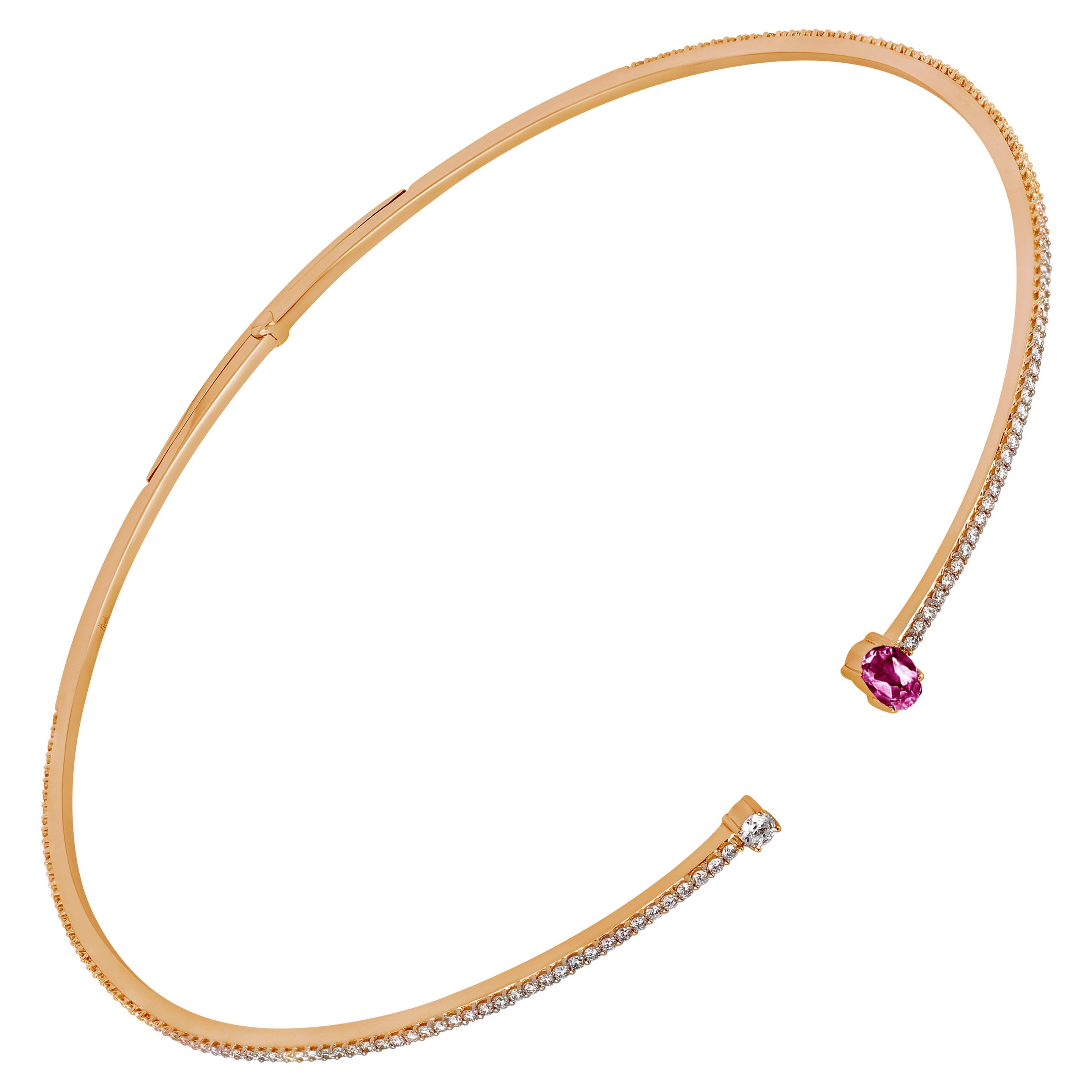 18 Karat Spectrum Pink Gold Necklace with Vs Gh Diamonds and Pink Sapphire