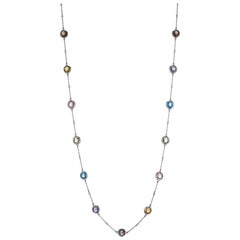 18 Karat Bestow White Gold Necklace with Vs Gh Diamonds and Yellow Citrine