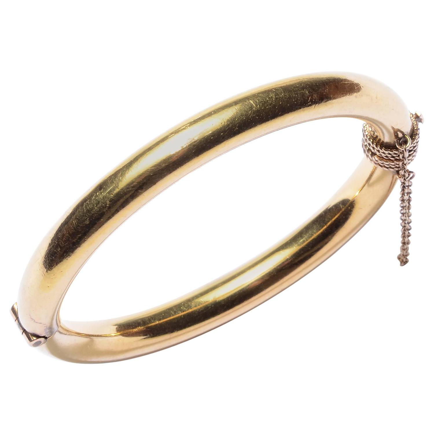 Heavy Hinged Gold Bangle Bracelet at 1stdibs