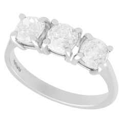 Antique and Contemporary 1.73 Carat Diamond and 18k White Gold Trilogy Ring