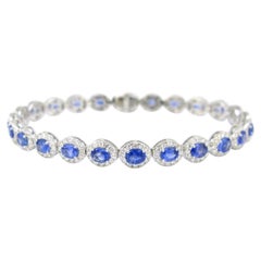 Sapphires and Diamonds Riviere Bracelet, 18kt White Gold
