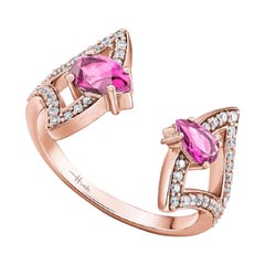 18 Karat Spectrum Pink Gold Ring with Vs Gh Diamonds and Pink Sapphire