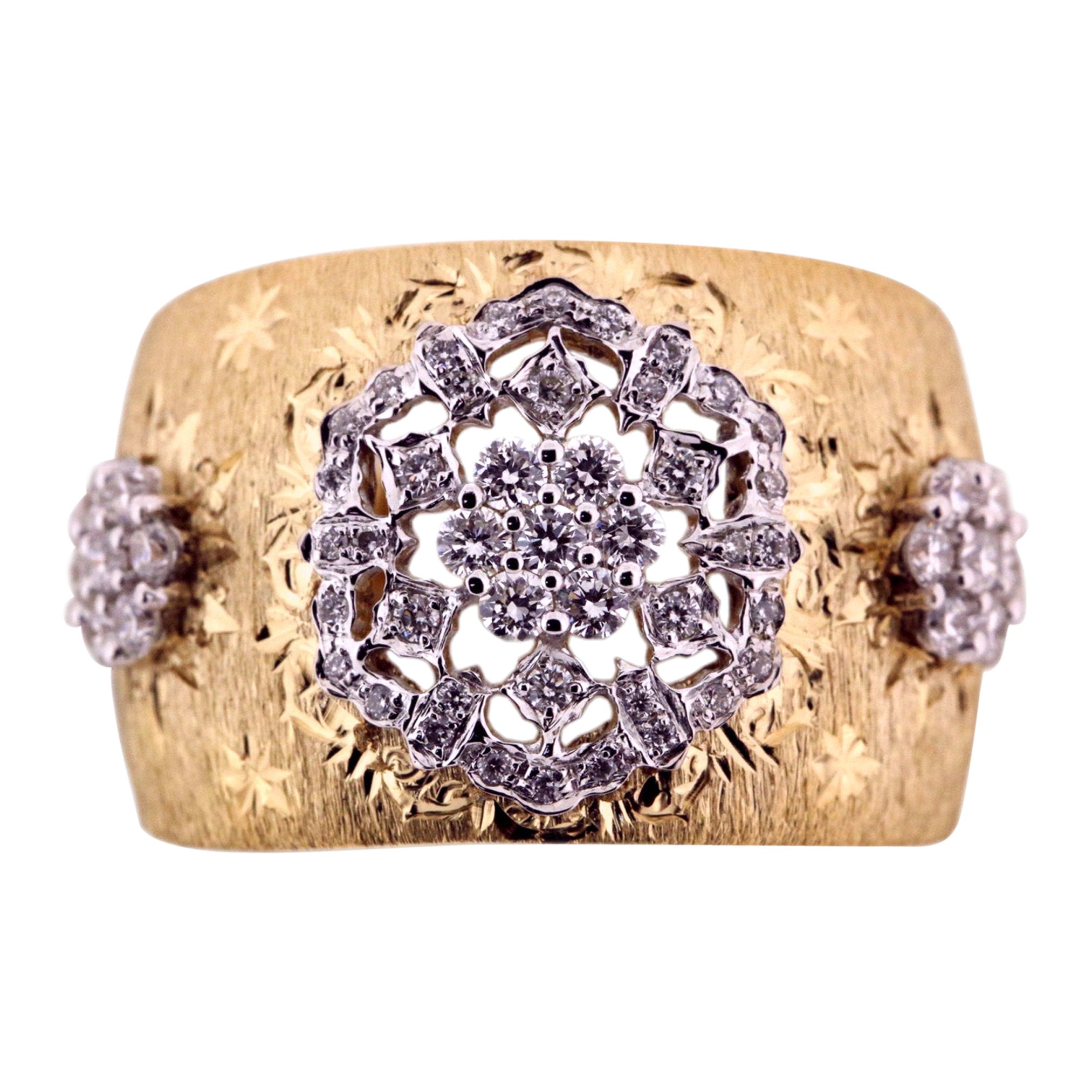 Customizable 18K Rose and Yellow Gold Delicate Openwork Diamond Ring in