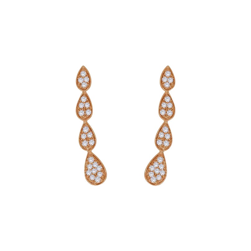 18 Karat Bestow Pink Gold Earring with Vs Gh Diamonds