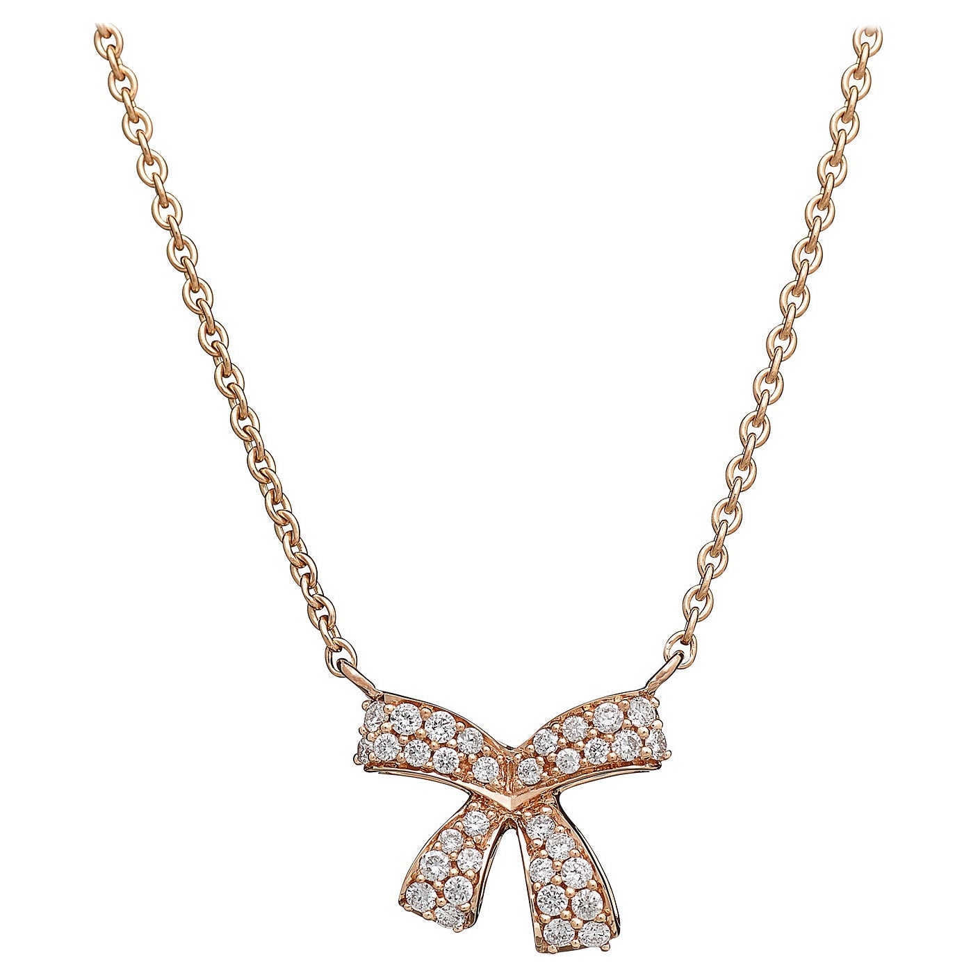 18 Karat Romance Pink Gold Necklace with Vs Gh Diamonds For Sale
