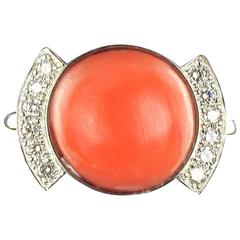 Splendid Coral Diamond Gold Ring 7