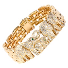 Cartier Vintage Elephant Maillon Panthere Diamond Bracelet in 18k Gold 3.00 CTW
