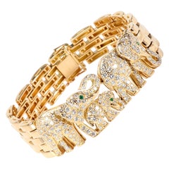 Cartier Vintage Elephant Maillon Panthere Diamond Bracelet in 18k Gold 3.00 CTW