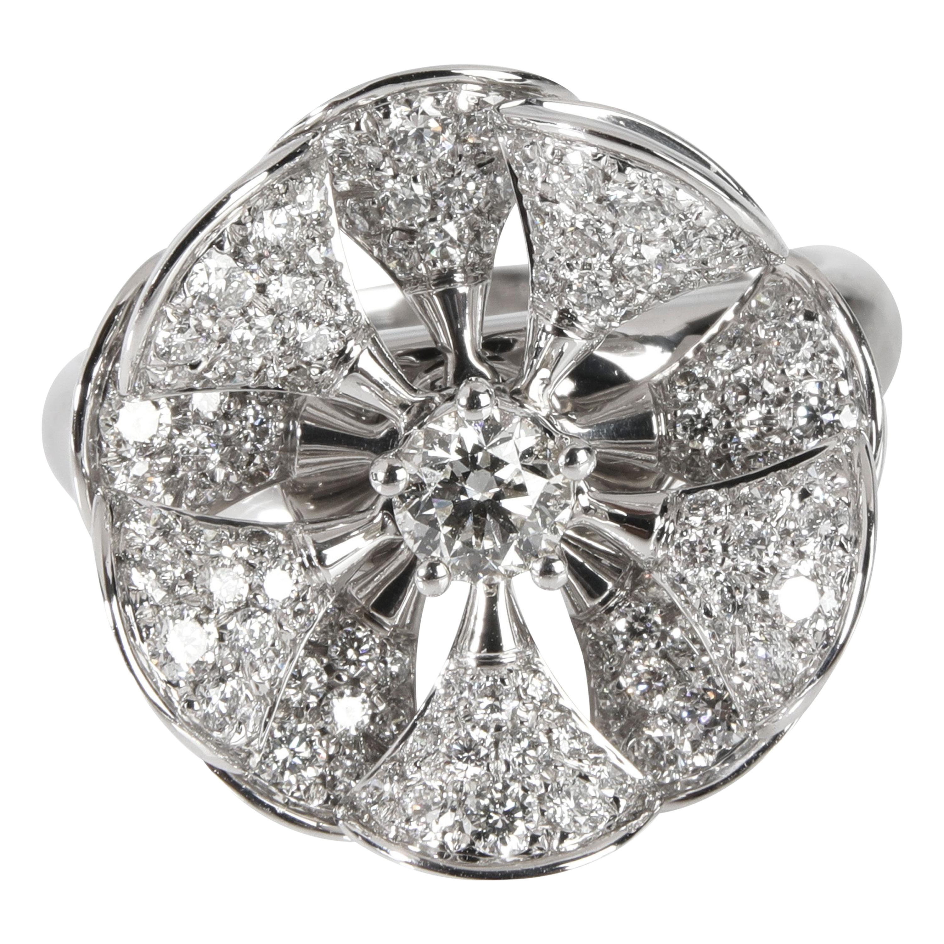 Bvlgari Divas' Dream En Tremblant Pave Diamond Ring in 18K White Gold 1.85 CTW For Sale